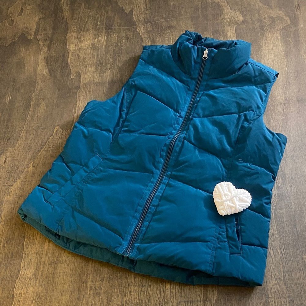 Lands End Teal Quilted Puffer Vest